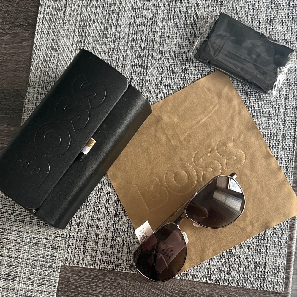 BOSS Aviator Sunglasses with Brown Lenses and Black Case